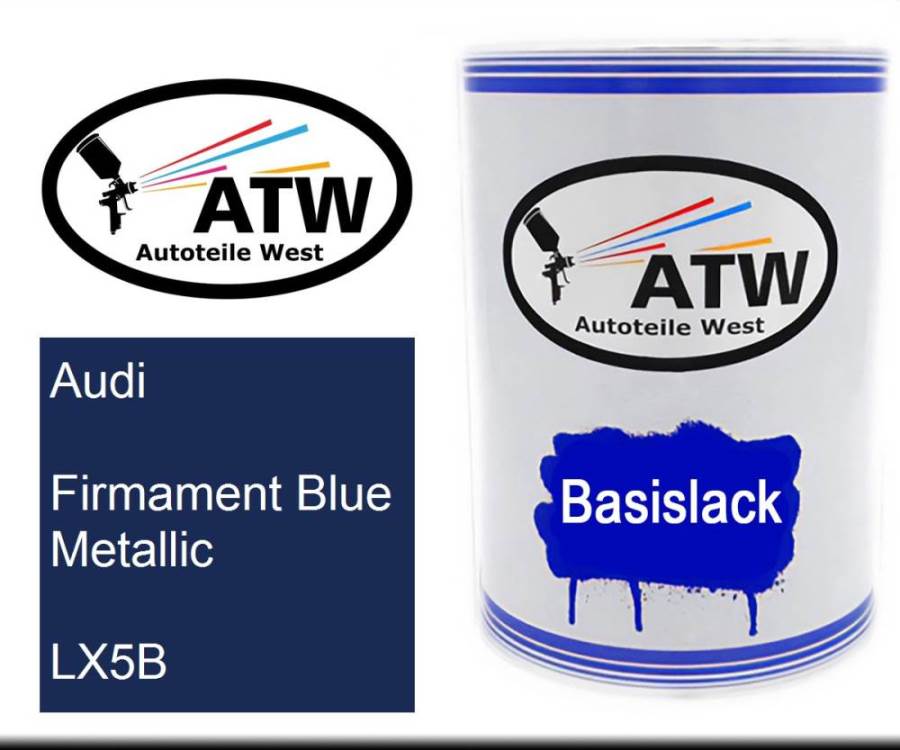 Audi, Firmament Blue Metallic, LX5B: 500ml Lackdose, von ATW Autoteile West.